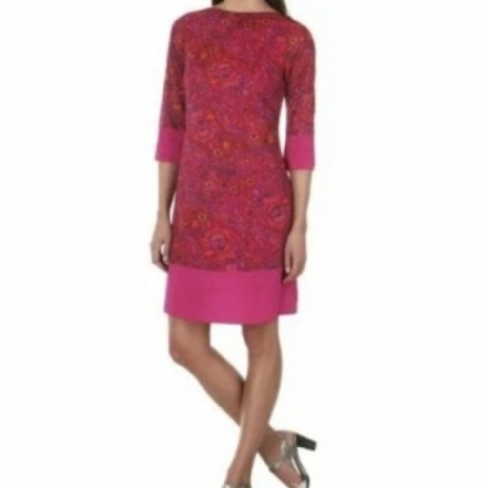 ISAAC MIZRAHI PINK PAISLEY COTTON PRINT TUNIC DRESS 8
